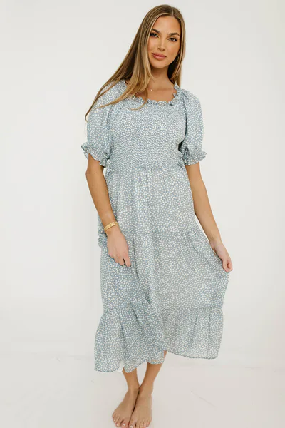Worth Collective Sherelle Midi Dress in Cloud - Bump Friendly