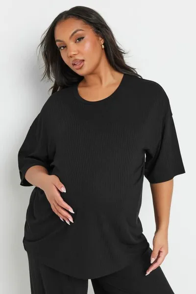 Yours Clothing BUMP IT UP MATERNITY Black Premium Modal Ribbed Top