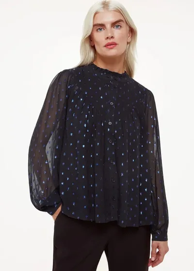 For The Creators Mia Metallic Dobby TopNavy/Multi