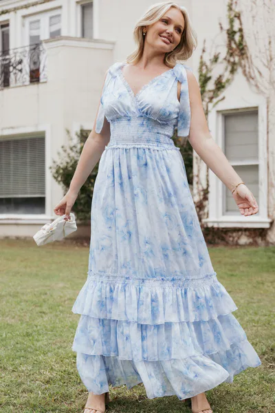 Petal & Pup Fionna Maxi Dress - Blue Floral