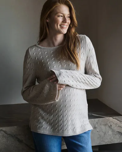 Ripe Maternity Carla Cable Nursing Knit   Fawn