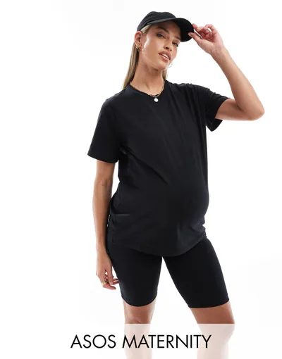 ASOS Mamalicious Maternity t-shirt and short set in black