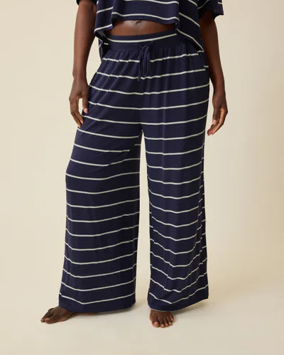 Kindred Bravely Aria Bamboo Casual Lounge Pant | Navy & White Stripe