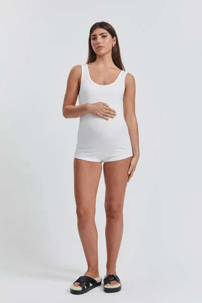 Legoe Heritage Cotton Rib Bodysuit (White) - FINAL SALE