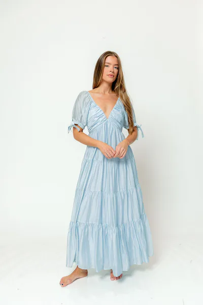 Worth Collective Grayson Maxi Dress in Light Blue - Bump Friendly & Inclusive Sizing