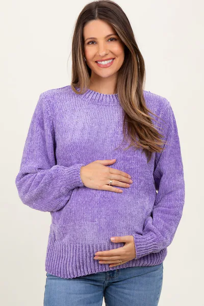 PinkBlush Lavender Chenille Knit Maternity Sweater