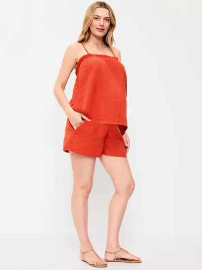 Old Navy Maternity Foldover-Waist Relaxed Pull-On Crinkle Gauze Shorts