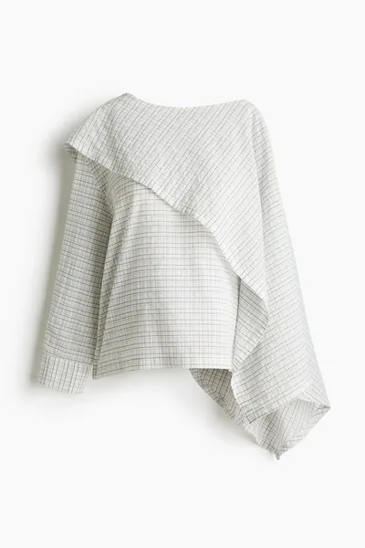 H&M MAMA Cape-Detail Seersucker Blouse
