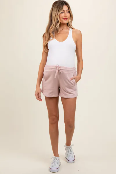 PinkBlush Light Pink Terry Maternity Shorts
