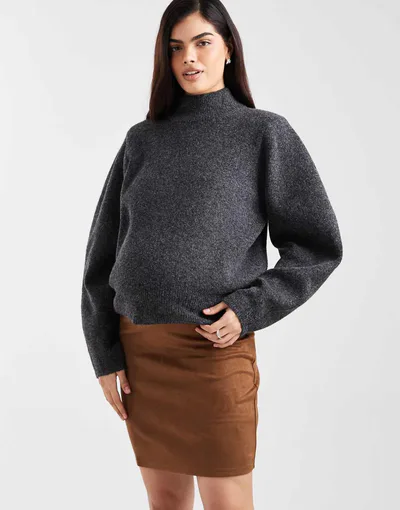 ASOS Vero Moda Maternity stretch faux suede mini skirt in tan