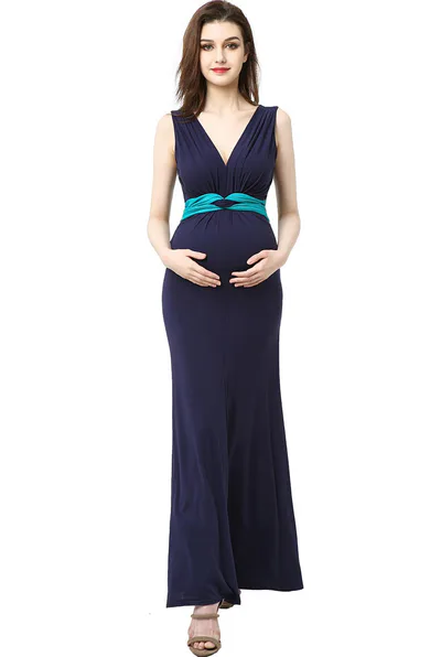 Kimi + Kai Kimi + Kai Maternity "Scarlett" Colorblock Nursing Maxi Dress