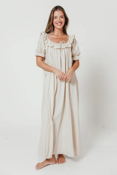 Worth Collective Audrey Maxi Dress in Linen Blend - Bump Friendly