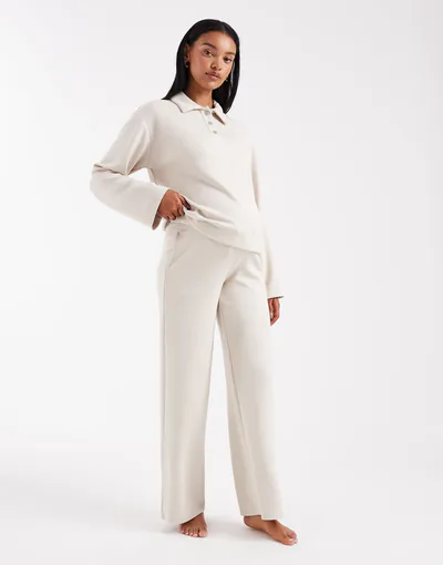ASOS Vero Moda Maternity super soft tie waist wide leg pants in cream - part of a set