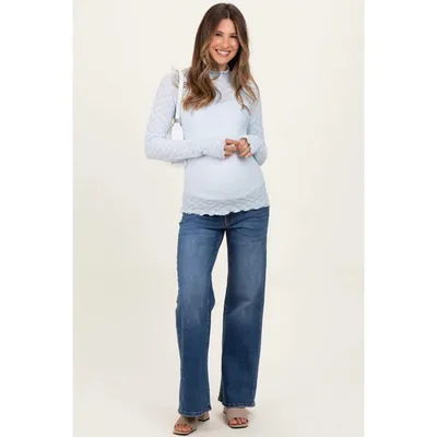 Target Pinkblush Blue Medium Wash Wide Leg Maternity Jeans 25
