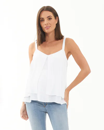 Ripe Maternity Stacy Split Front Nursing Cami White