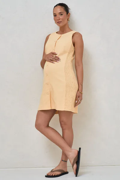 Bae the Label All Angles Button Front Dress - Lemon