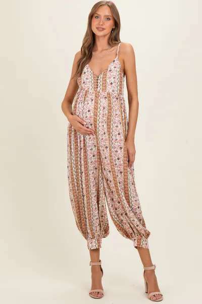 PinkBlush Lemongrass Floral Harem Leg Maternity Jumpsuit