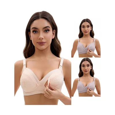 Kohl's 3 Packs Nursing Bra for Women Lace Front Closure Adjustable Straps Pumping Maternity Underwear