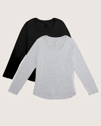 Kindred Bravely Bamboo Nursing Long Sleeve T-shirt Two-Pack | Black & Grey Heather