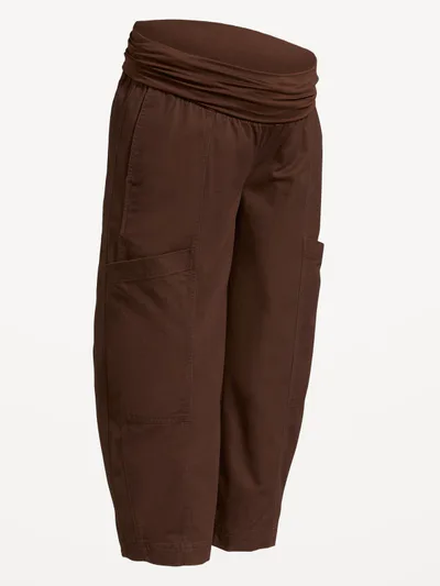 Old Navy Maternity Rollover-Waist Barrel-Leg Ankle Pants