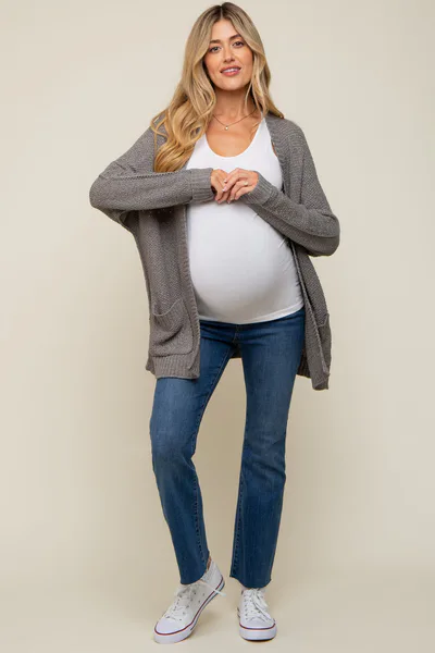 PinkBlush Heather Grey Cuff Sleeve Maternity Cardigan