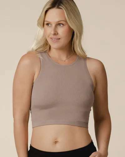 Kindred Bravely Sublime® Bamboo Hands-Free Pumping Longline Bra Top | Taupe