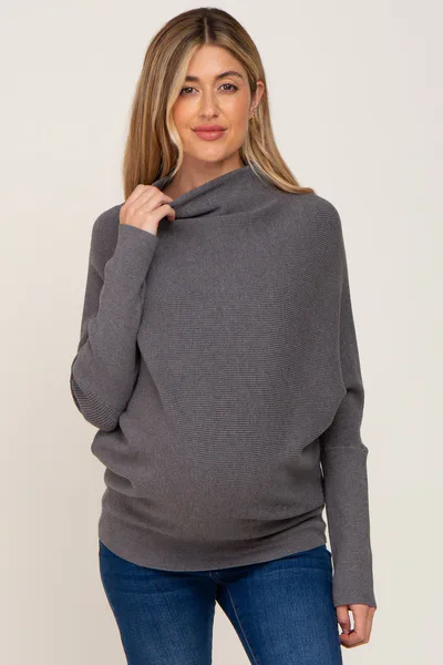 PinkBlush Grey Funnel Neck Dolman Sleeve Maternity Sweater