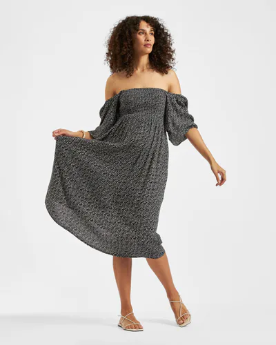 Ripe Maternity Emmy Shirred Dress Black / Natural