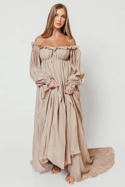 Worth Collective Elowen Maxi Dress in Light Taupe - Bump Friendly *10/15 PRE-ORDER*