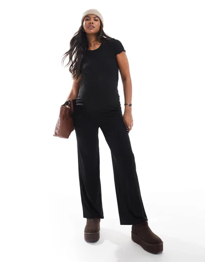 ASOS ONLY Maternity wide leg pants in black