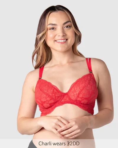 Hotmilk Lingerie Heroine Plunge Nursing Bra - Scarlet Red