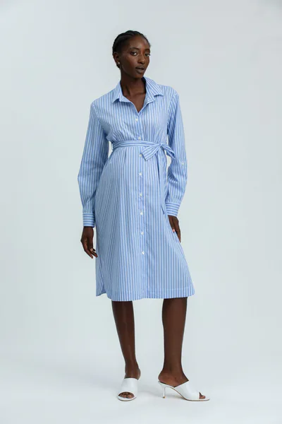 For The Creators The BIANCA Maternity Blue Striped Dress