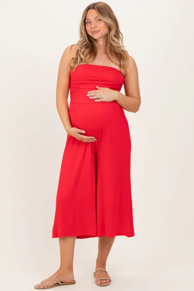 PinkBlush Ruby Double Layered Strapless Tube Top Maternity Jumpsuit