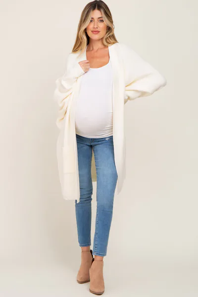 PinkBlush Cream Pocketed Knit Maternity Cardigan