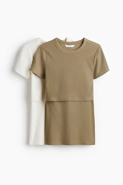 H&M MAMA 2-pack Before & After Nursing Tops