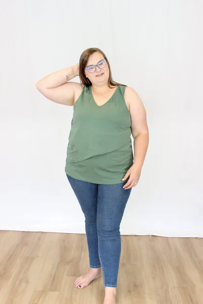 Close to the Heart Sleeveless Layer Tank - Moss Green