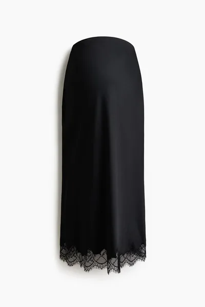 H&M MAMA Lace-Trimmed Slip Skirt