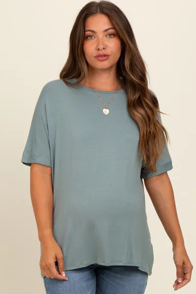 PinkBlush Light Olive Relaxed Fit Maternity T-Shirt