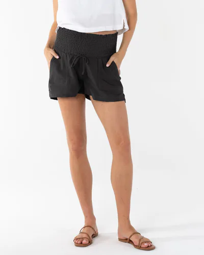 Angel Maternity Maternity Summer Drawstring Black Shorts