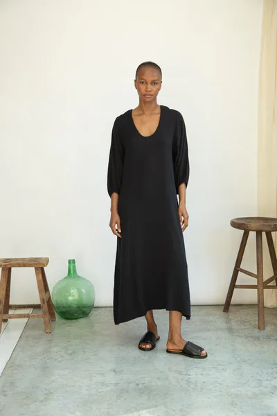For The Creators HENRIETTA Organic Cotton Cheesecloth Black Dress