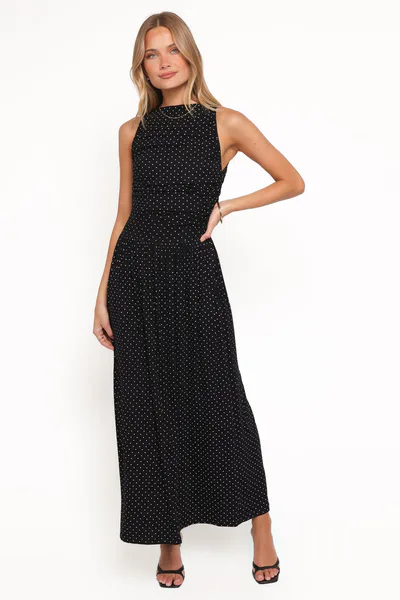 Petal & Pup Shirley Maxi Dress - Black Polka Dot