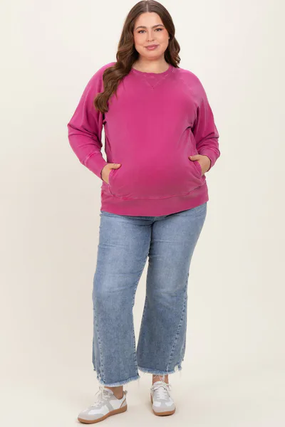 PinkBlush Blue Distressed Wide Leg Maternity Plus Jeans