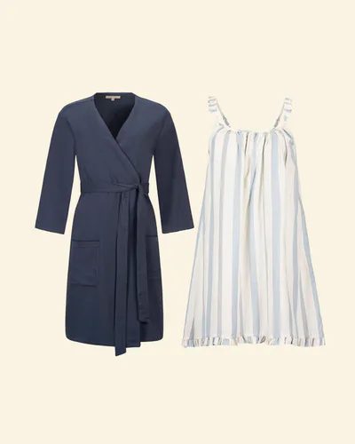 Kindred Bravely Cotton Sleep Set | Vintage Blue Stripe