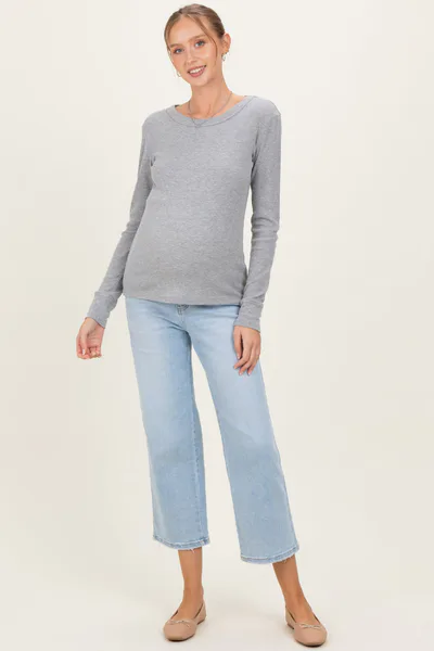PinkBlush Light Blue High Rise Crop Slim Wide Maternity Jeans