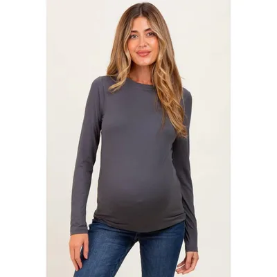 Target Pinkblush Charcoal Basic Long Sleeve Maternity Top XL