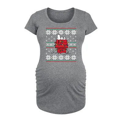 Kohl's Maternity Peanuts Snoopy Doghouse Ugly Sweater Christmas Graphic Tee