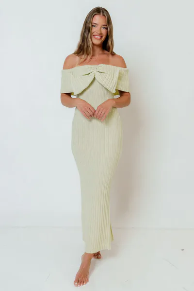 Worth Collective Aston Bow Front Maxi Sweater Dress in Mint - Bump Friendly & Inclusive Sizing - Soft Premium Luxe Fabric *5/31 PRE-ORDER*