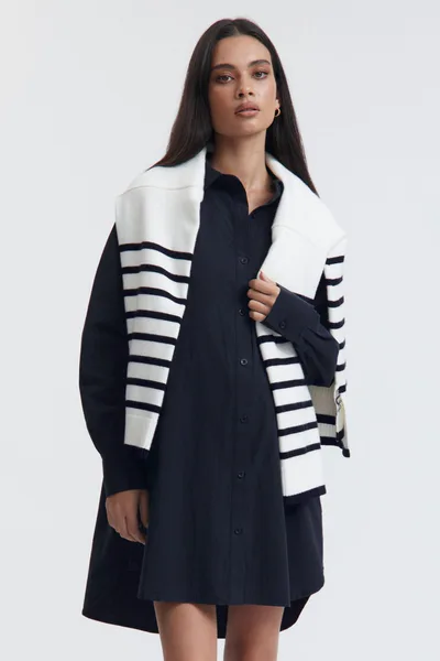 Legoe Heritage Cotton Poplin Shirtdress (Washed Navy) - FINAL SALE