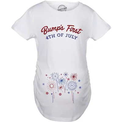 Target Maternity Bumps First 4th Of July Pregnancy T Shirt Funny Patriotic Tee for Baby Bump - Crazy Dog Maternity T Shirt For Fourth Of July White M