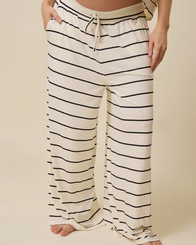 Kindred Bravely Aria Bamboo Casual Lounge Pant | White & Black Stripe